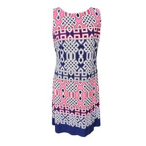 American Living Navy Blue & Pink Geometric Sheath Dress - Size 8